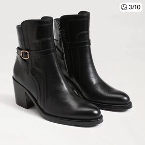 Sam Edelman “Simona” Block Heel Black Leather Ankle Boots